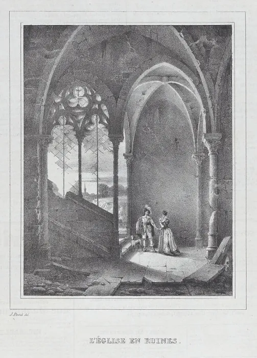 Framed Print : L'Eglise en Ruines, ca. 1834. Creator: Anon Framed Print : L'Eglise en Ruines, ca. 1834. Creator: Anon