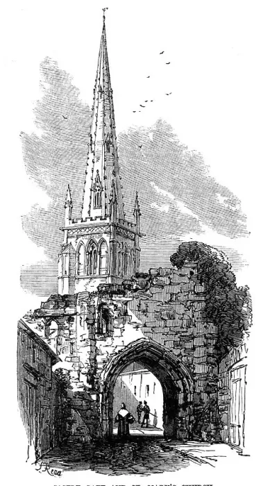 Framed Print : Leicester: Castle Gate and St. Mary's Church, 1868. Creator: Unknown Framed Print : Leicester: Castle Gate and St. Mary's Church, 1868. Creator: Unknown