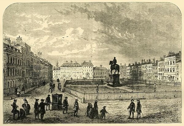 Leicester Square, about 1750, (1881). Creator: Unknown