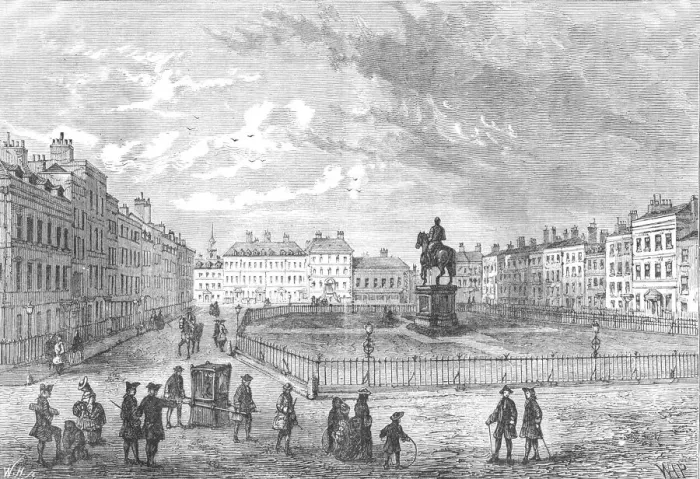 Framed Print : Leicester Square, c1750 (1897) Framed Print : Leicester Square, c1750 (1897)