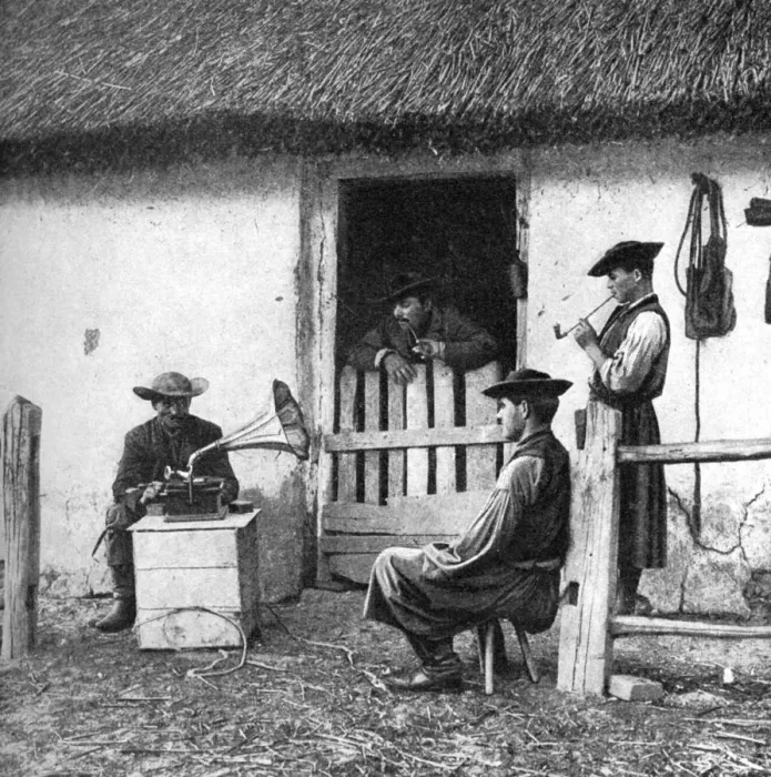 Framed Print : Leisure time for cowherds, Hungary, 1922. Artist: AW Cutler Framed Print : Leisure time for cowherds, Hungary, 1922. Artist: AW Cutler
