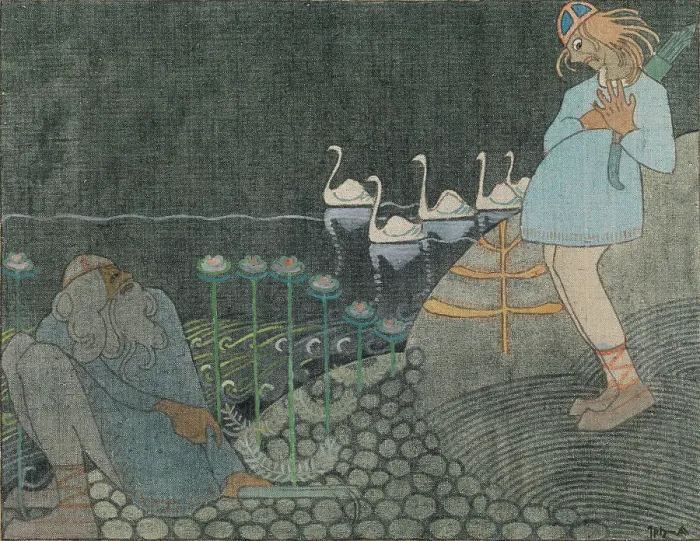 Framed Print : Lemminkäinen and the Cowherd, 1919-1920. Creator: Joseph Alanen Framed Print : Lemminkäinen and the Cowherd, 1919-1920. Creator: Joseph Alanen