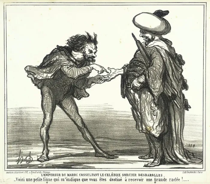 Framed Print : L'Empereur du Maroc consultant le celèbre sorcier Desbarolles, 1859. Creator: Honore Daumier Framed Print : L'Empereur du Maroc consultant le celèbre sorcier Desbarolles, 1859. Creator: Honore Daumier