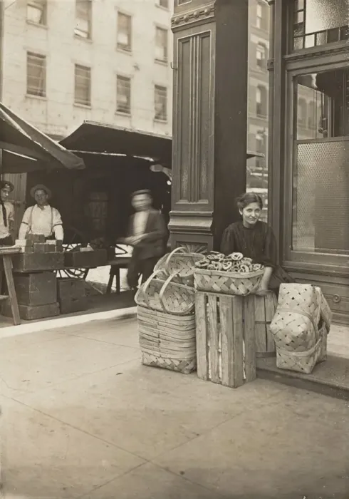 Framed Print : Lena Lochiavo - 11 years old, basket (and pretzel) seller Framed Print : Lena Lochiavo - 11 years old, basket (and pretzel) seller