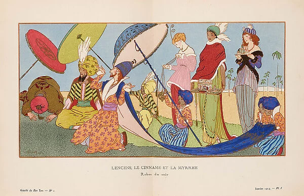 L'Encens, Le Cinname et la Myrrhe. Robes du soir (La Gazette du Bon ton), 1914. Creator: Strimpl, Ludwik (1880-193)