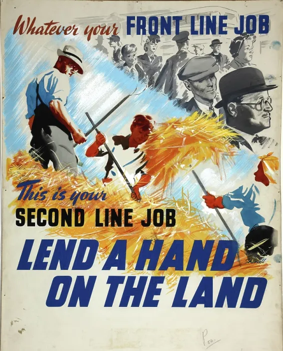 Framed Print : Lend A Hand On The Land - This Is Your Second Line Job, World War II poster, c1939-c1945 Framed Print : Lend A Hand On The Land - This Is Your Second Line Job, World War II poster, c1939-c1945
