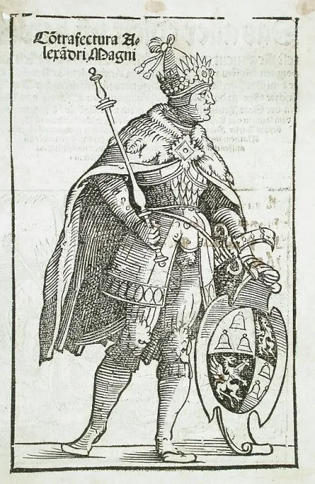 Framed Print : Full Length Figure of Alexander the Great (recto), 16th century. Creator: Unknown Framed Print : Full Length Figure of Alexander the Great (recto), 16th century. Creator: Unknown