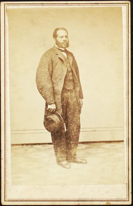 Framed Print : Full length portrait of unidentified man, c1880-c1889. Creator: Charles Burgess Framed Print : Full length portrait of unidentified man, c1880-c1889. Creator: Charles Burgess