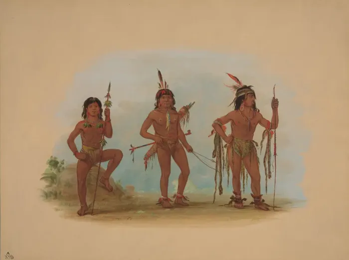 Framed Print : Lengua Medicine Man with Two Warriors, 1854 / 1869. Creator: George Catlin Framed Print : Lengua Medicine Man with Two Warriors, 1854 / 1869. Creator: George Catlin