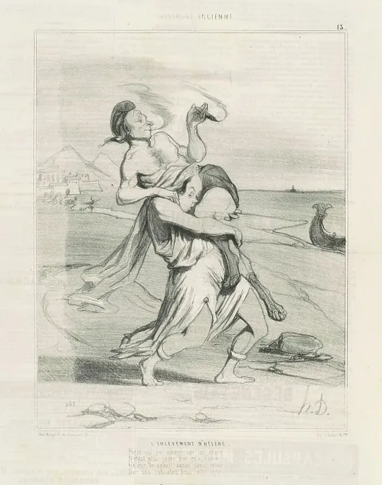 Framed Print : L'enlevement d'Hélène, 19th century. Creator: Honore Daumier Framed Print : L'enlevement d'Hélène, 19th century. Creator: Honore Daumier