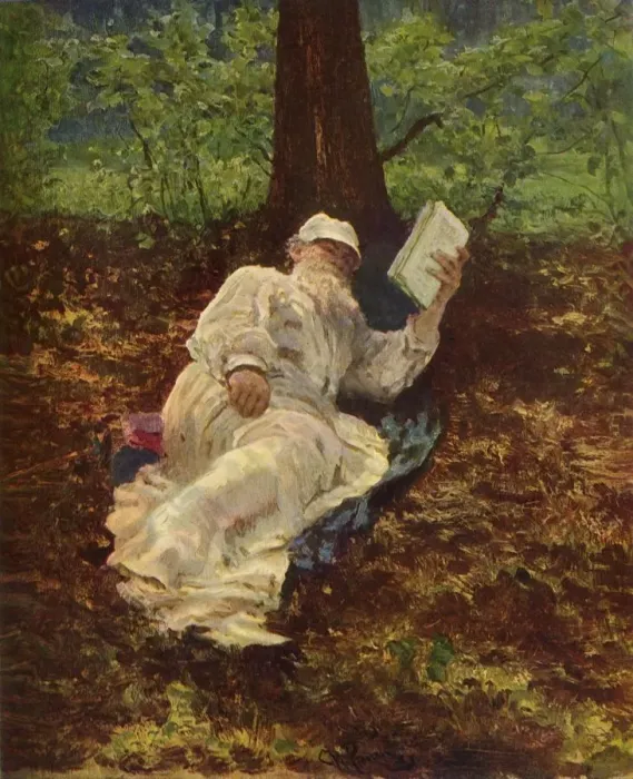 Framed Print : Leo Nikolayevich Tolstoy takes a Rest in the Woods, 1891, (1965). Creator: Il ya Repin Framed Print : Leo Nikolayevich Tolstoy takes a Rest in the Woods, 1891, (1965). Creator: Il ya Repin
