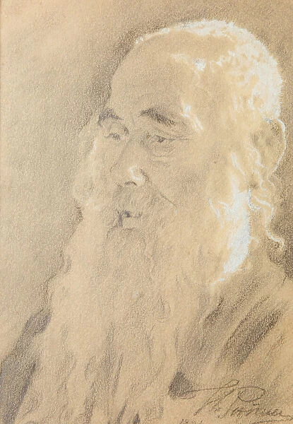 Leo Tolstoy. Yasnaya Polyana, 1891. Creator: Repin, Ilya Yefimovich (1844-1930)