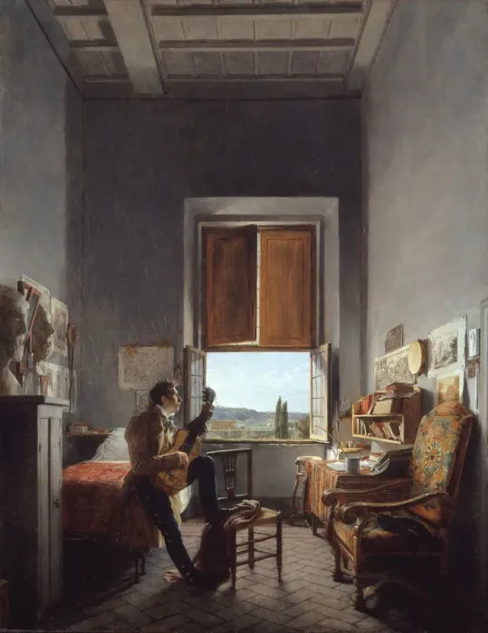 Framed Print : Leon Palliere (1787-1820) in His Room at the Villa Medici, Rome, 1817. Creator Framed Print : Leon Palliere (1787-1820) in His Room at the Villa Medici, Rome, 1817. Creator
