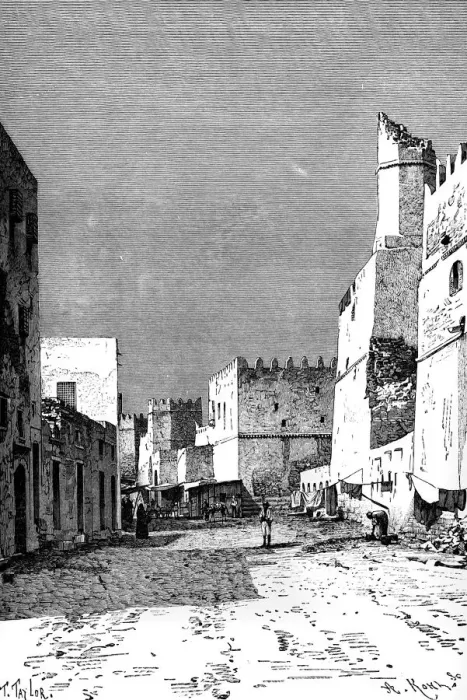 Framed Print : Leonec Street, Sfakes, North Africa, 1895. Artist: Taylor Framed Print : Leonec Street, Sfakes, North Africa, 1895. Artist: Taylor