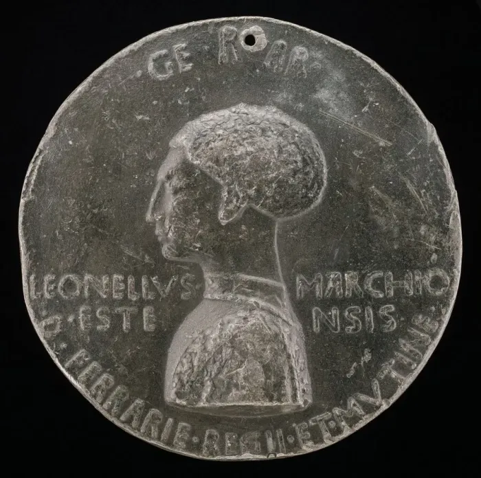 Framed Print : Leonello d Este, 1407-1450, Marquess of Ferrara 1441 [obverse], 1444. Creator: Pisanello