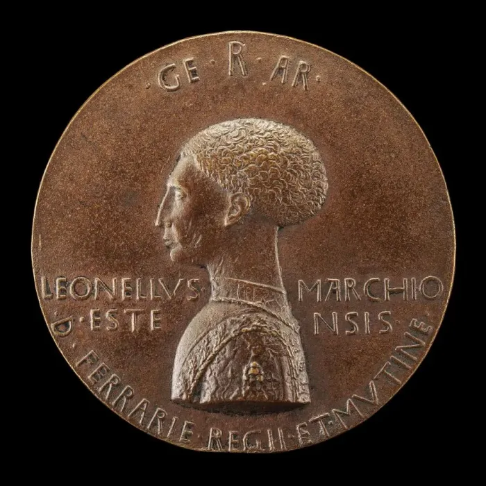 Framed Print : Leonello d Este, 1407-1450, Marquess of Ferrara 1441 [obverse], 1444. Creator: Pisanello