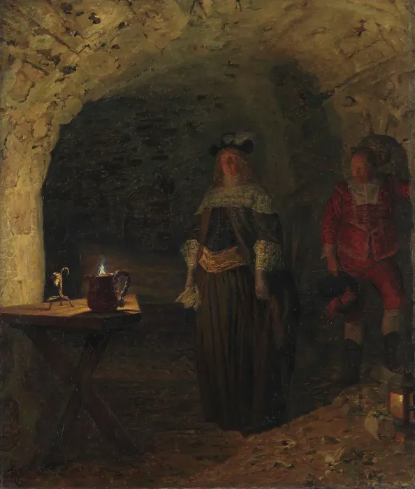 Framed Print : Leonora Christina is led by Captain Ahlefeldt into Blatarn, 1893. Creator: Kristian Zahrtmann Framed Print : Leonora Christina is led by Captain Ahlefeldt into Blatarn, 1893. Creator: Kristian Zahrtmann