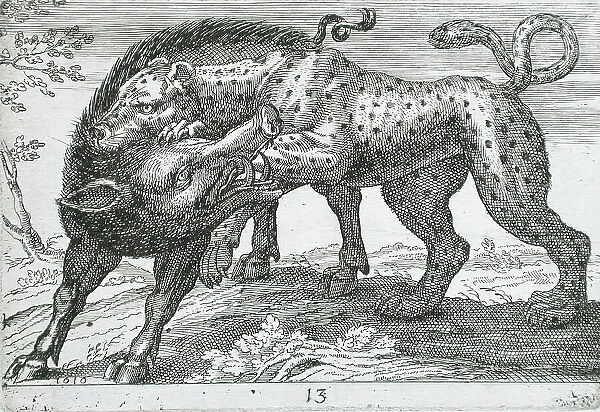 A Leopard Fighting a Boar, 1610. Creator: Hendrick Hondius I