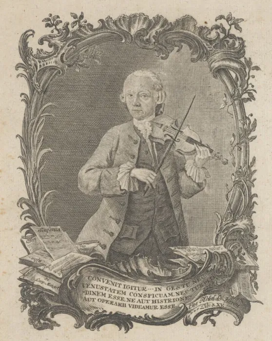 Framed Print : Leopold Mozart playing the violin, 1756. Creator: J. A Friedrich Framed Print : Leopold Mozart playing the violin, 1756. Creator: J. A Friedrich