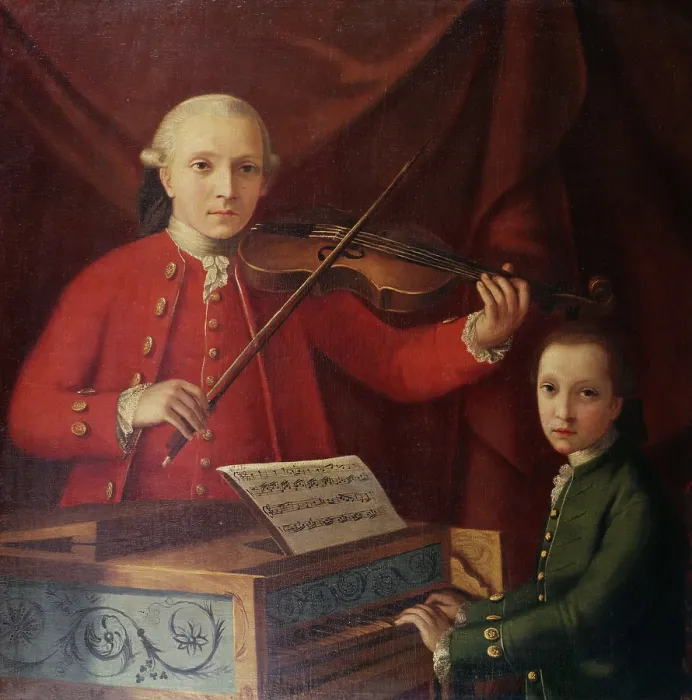 Framed Print : Leopold and Wolfgang Mozart, c1765. Creator: Anonymous Framed Print : Leopold and Wolfgang Mozart, c1765. Creator: Anonymous