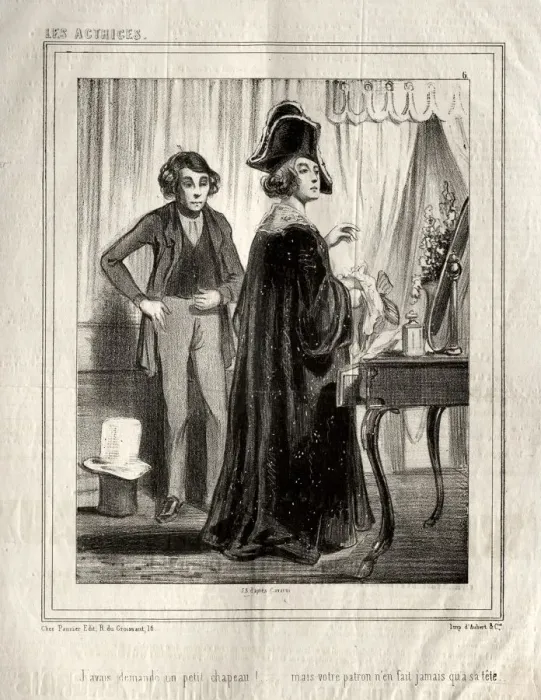 Framed Print : Les Actrices: Javais demande un petit chapeau!, 1843. Creator: Paul Gavarni (French, 1804-1866) Framed Print : Les Actrices: Javais demande un petit chapeau!, 1843. Creator: Paul Gavarni (French, 1804-1866)