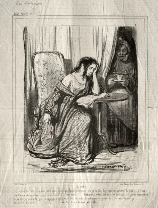 Framed Print : Les Actrices: Le Role, 1843. Creator: Paul Gavarni (French, 1804-1866) Framed Print : Les Actrices: Le Role, 1843. Creator: Paul Gavarni (French, 1804-1866)