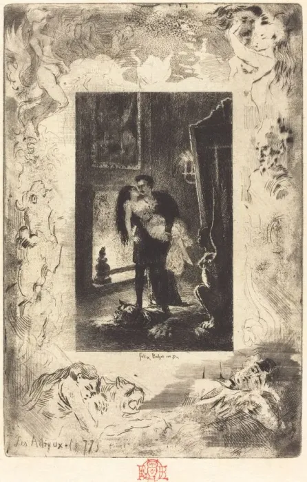 Framed Print : Les Adieux (The Parting), 1879  /  1880. Creator: Felix Hilaire Buhot