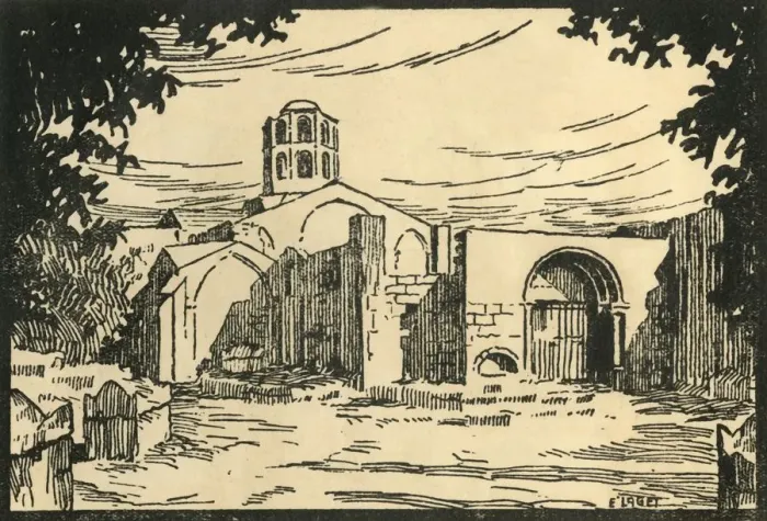 Framed Print : Les Alyscamps, Chapelle Shonorat - The Alyscamps. and the Chapel St-Honorat, c1920s Framed Print : Les Alyscamps, Chapelle Shonorat - The Alyscamps. and the Chapel St-Honorat, c1920s