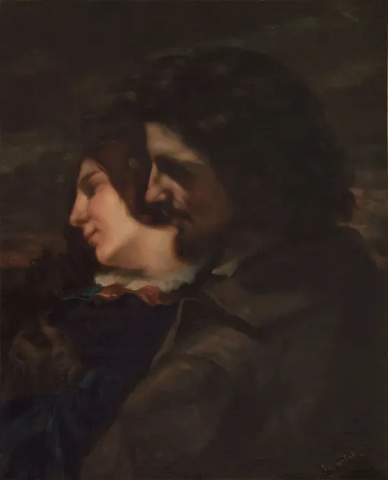 Framed Print : Les amants dans la campagne. Sentiments du jeune âge, c.1844. Creator: Gustave Courbet Framed Print : Les amants dans la campagne. Sentiments du jeune âge, c.1844. Creator: Gustave Courbet