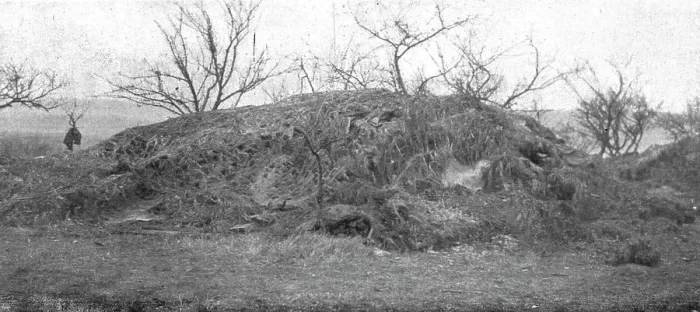 Framed Print : Les Americains en Ligne; Le savant camouflage d'une piece de 75 appartenant a une... 1917. Creator: Unknown Framed Print : Les Americains en Ligne; Le savant camouflage d'une piece de 75 appartenant a une... 1917. Creator: Unknown