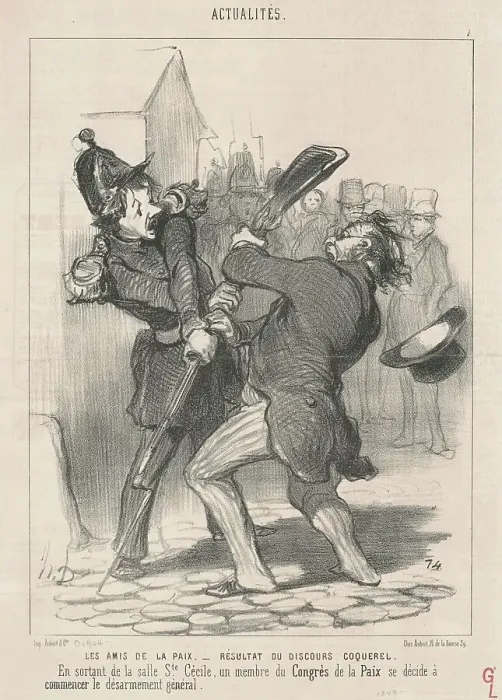 Framed Print : Les amis de la paix... 19th century. Creator: Honore Daumier