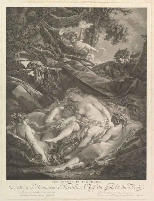 Framed Print : Les Bacchantes Endormies (The Sleeping Bacchantes), 18th century. Creator: Rene Gaillard Framed Print : Les Bacchantes Endormies (The Sleeping Bacchantes), 18th century. Creator: Rene Gaillard
