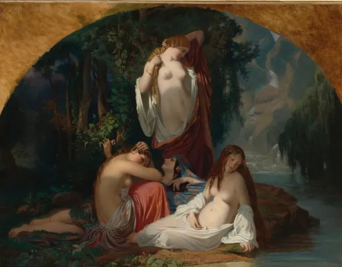 Framed Print : Les baigneuses (Les filles de la source), ca 1842 Framed Print : Les baigneuses (Les filles de la source), ca 1842