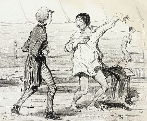 Les Bains à vingt centimes, nouveau style, 1842. Creator: Honore Daumier