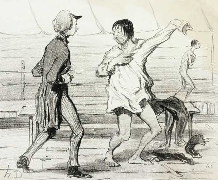 Framed Print : Les Bains à vingt centimes, nouveau style, 1842. Creator: Honore Daumier Framed Print : Les Bains à vingt centimes, nouveau style, 1842. Creator: Honore Daumier