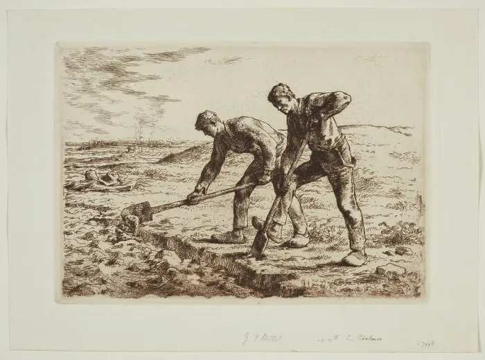 Framed Print : Les bêcheurs (The diggers), 1855-1856. Creator: Jean Francois Millet Framed Print : Les bêcheurs (The diggers), 1855-1856. Creator: Jean Francois Millet