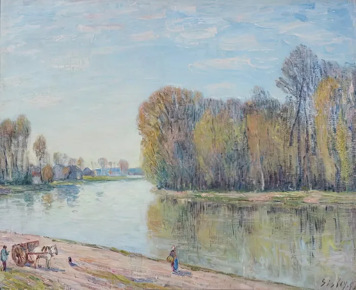Framed Print : Les Bords du Loing, 1897. Creator: Alfred Sisley Framed Print : Les Bords du Loing, 1897. Creator: Alfred Sisley
