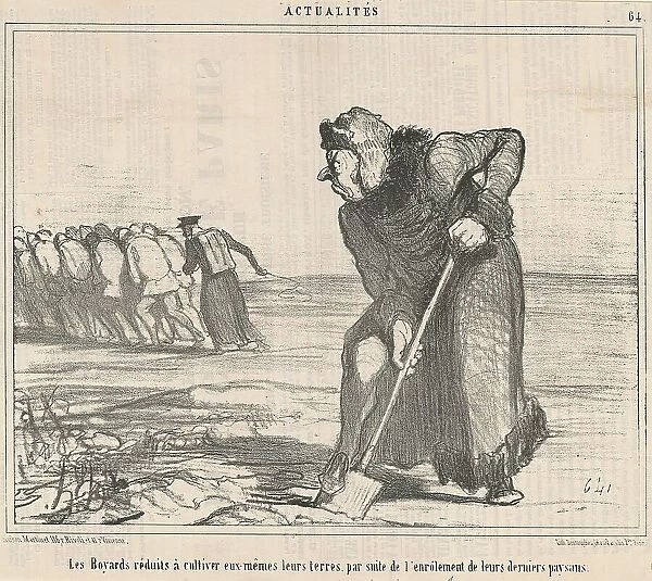 Les Boyards réduits a cultiver... 19th century. Creator: Honore Daumier