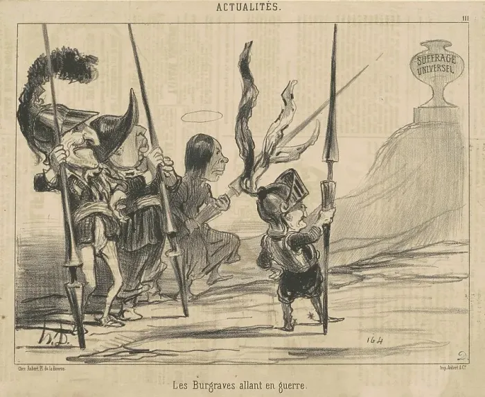 Framed Print : Les burgraves allant en guerre, 19th century. Creator: Honore Daumier Framed Print : Les burgraves allant en guerre, 19th century. Creator: Honore Daumier
