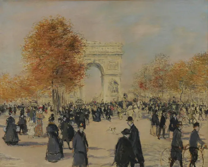 Framed Print : Les Champs-Élysées, 1902. Creator: Raffaëlli, Jean Francois (1850-1924) Framed Print : Les Champs-Élysées, 1902. Creator: Raffaëlli, Jean Francois (1850-1924)