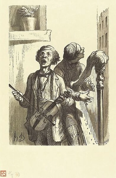 Les Chanteurs de rue, 1862. Creator: Charles Maurand
