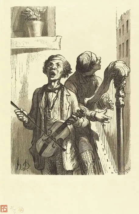 Framed Print : Les Chanteurs de rue, 1862. Creator: Charles Maurand Framed Print : Les Chanteurs de rue, 1862. Creator: Charles Maurand