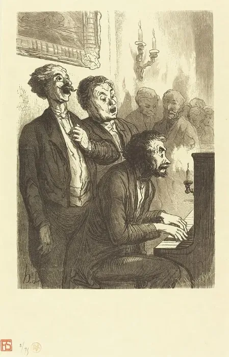 Framed Print : Les Chanteurs de salon, 1862. Creator: Charles Maurand Framed Print : Les Chanteurs de salon, 1862. Creator: Charles Maurand