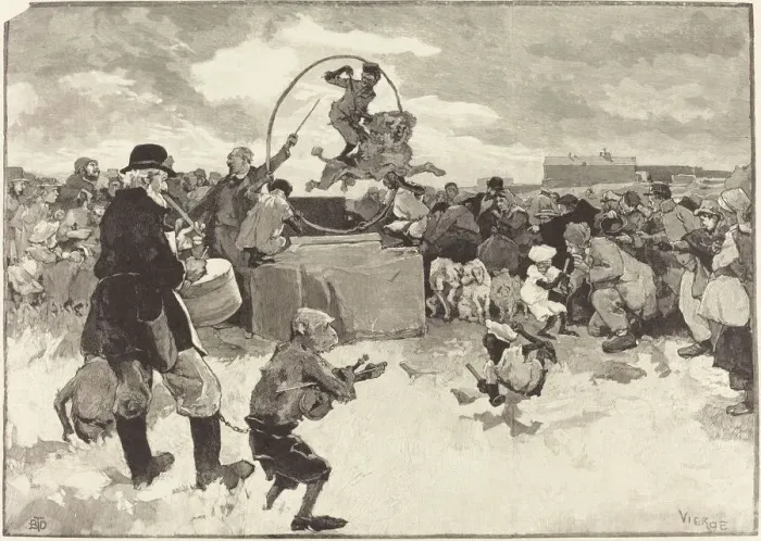 Framed Print : Les Chiens savants, 1883. Creator: Daniel Urrabieta Vierge Framed Print : Les Chiens savants, 1883. Creator: Daniel Urrabieta Vierge