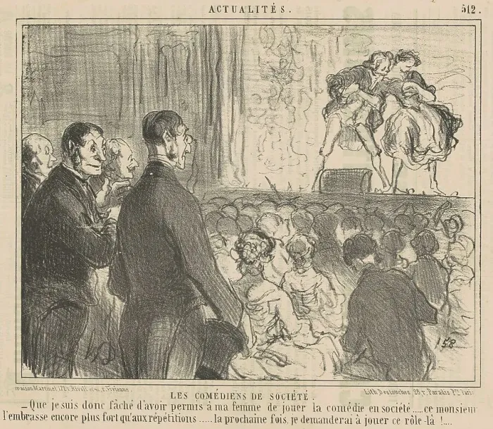 Framed Print : Les comédiens de société, 19th century. Creator: Honore Daumier Framed Print : Les comédiens de société, 19th century. Creator: Honore Daumier