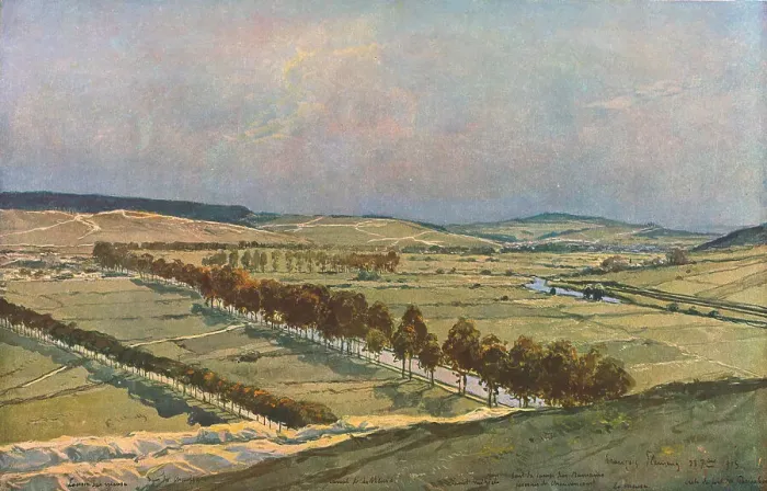 Framed Print : Les Cotes de Meuse; Saint-Mihiel et la boucle de la Meuse, c1915. Creator: Francois Flameng Framed Print : Les Cotes de Meuse; Saint-Mihiel et la boucle de la Meuse, c1915. Creator: Francois Flameng