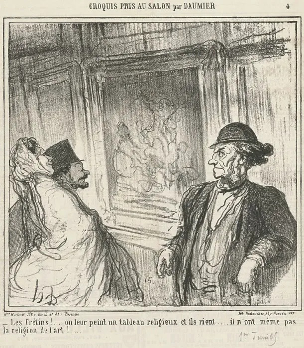 Framed Print : Les crétins!... On leur peint un tableau religieux... 19th century. Creator: Honore Daumier Framed Print : Les crétins!... On leur peint un tableau religieux... 19th century. Creator: Honore Daumier