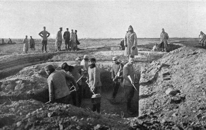 Framed Print : Les defenses de Salonique inspectees par le general Sarrail; au second plan, le general... 1916. Creator: Hubert Jacques Framed Print : Les defenses de Salonique inspectees par le general Sarrail; au second plan, le general... 1916. Creator: Hubert Jacques