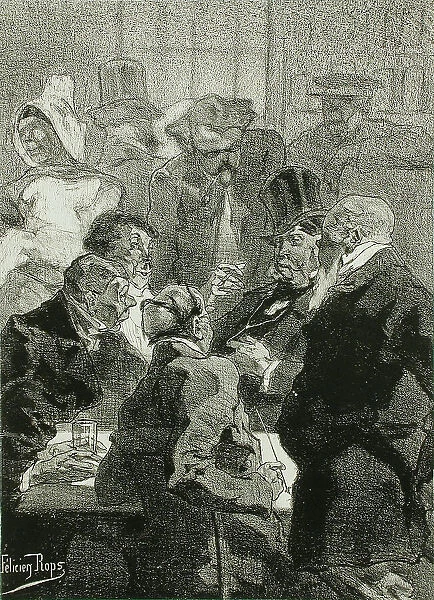 Les Derniers Flamands, 1857. Creator: Félicien Rops