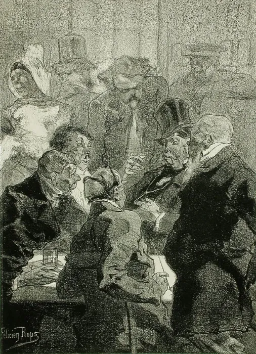 Framed Print : Les Derniers Flamands, 1857. Creator: Félicien Rops Framed Print : Les Derniers Flamands, 1857. Creator: Félicien Rops